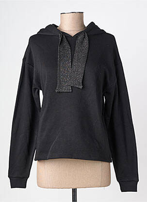 Sweat-shirt à capuche stretch manches longues noir PIECES femme