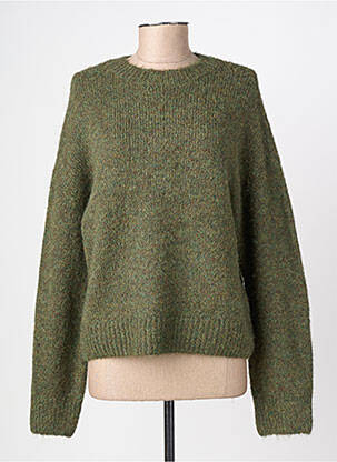 Pull tissage chiné manches longues vert OBJECT femme
