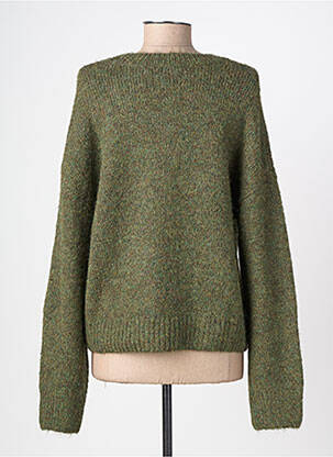 Pull tissage chiné manches longues vert OBJECT femme