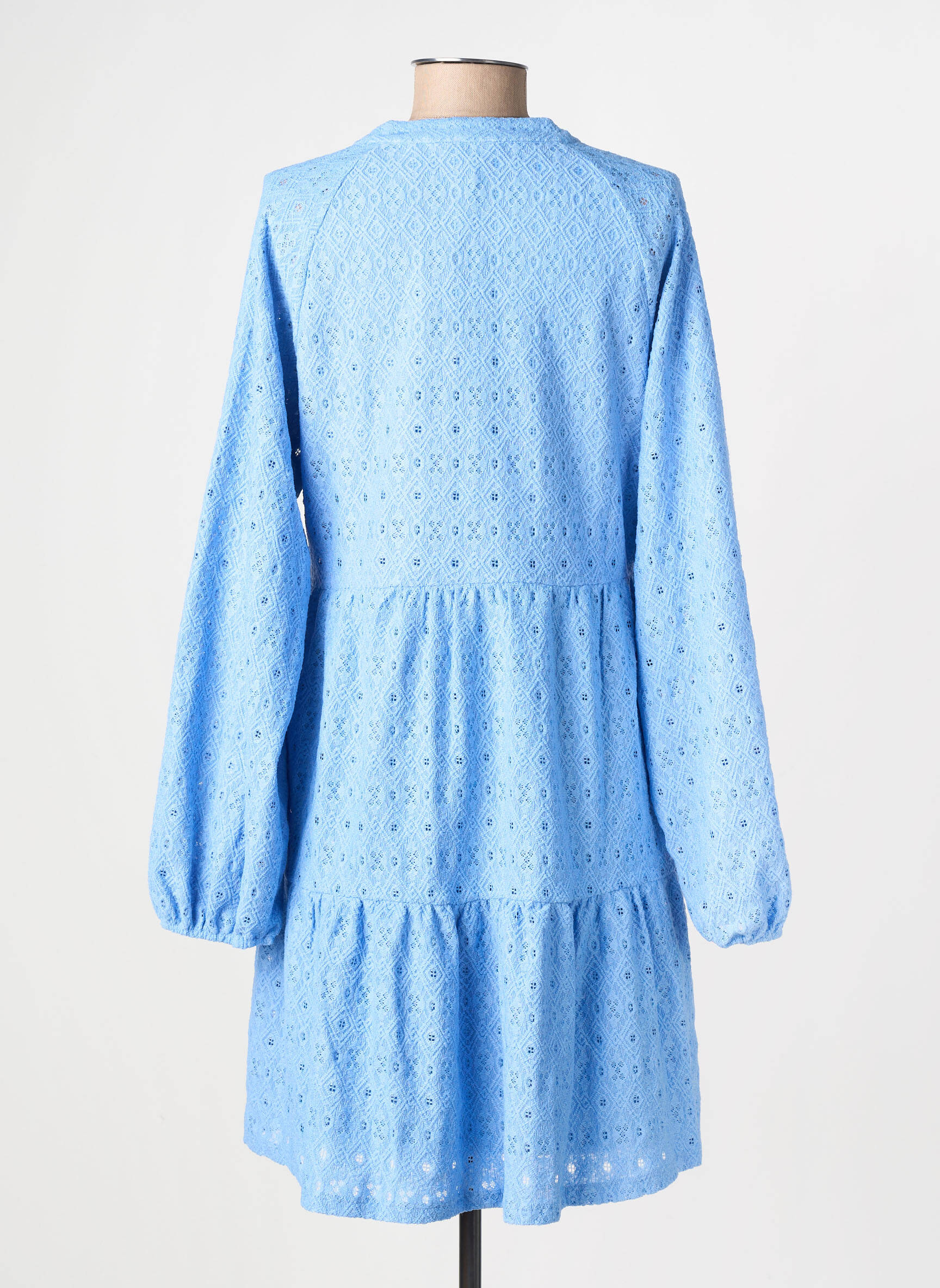 Robe mi-longue coupe fluide manches longues bleu OBJECT femme