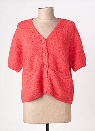 Gilet manches courtes fermeture boutonnée sur le devant rouge OBJECT femme
