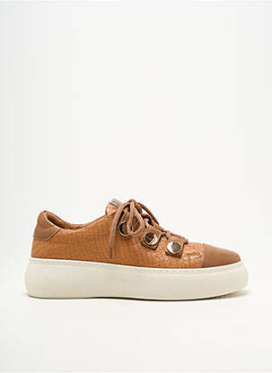 Baskets matière lisse talon plat jusqu'à 3cm marron MAM'ZELLE femme