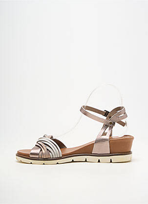Sandales/nu pieds matière lisse talon de 4 à 6cm beige LUNE & L'AUTRE femme