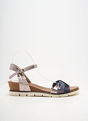 Sandales/nu pieds matière lisse talon de 4 à 6cm bleu LUNE & L'AUTRE femme