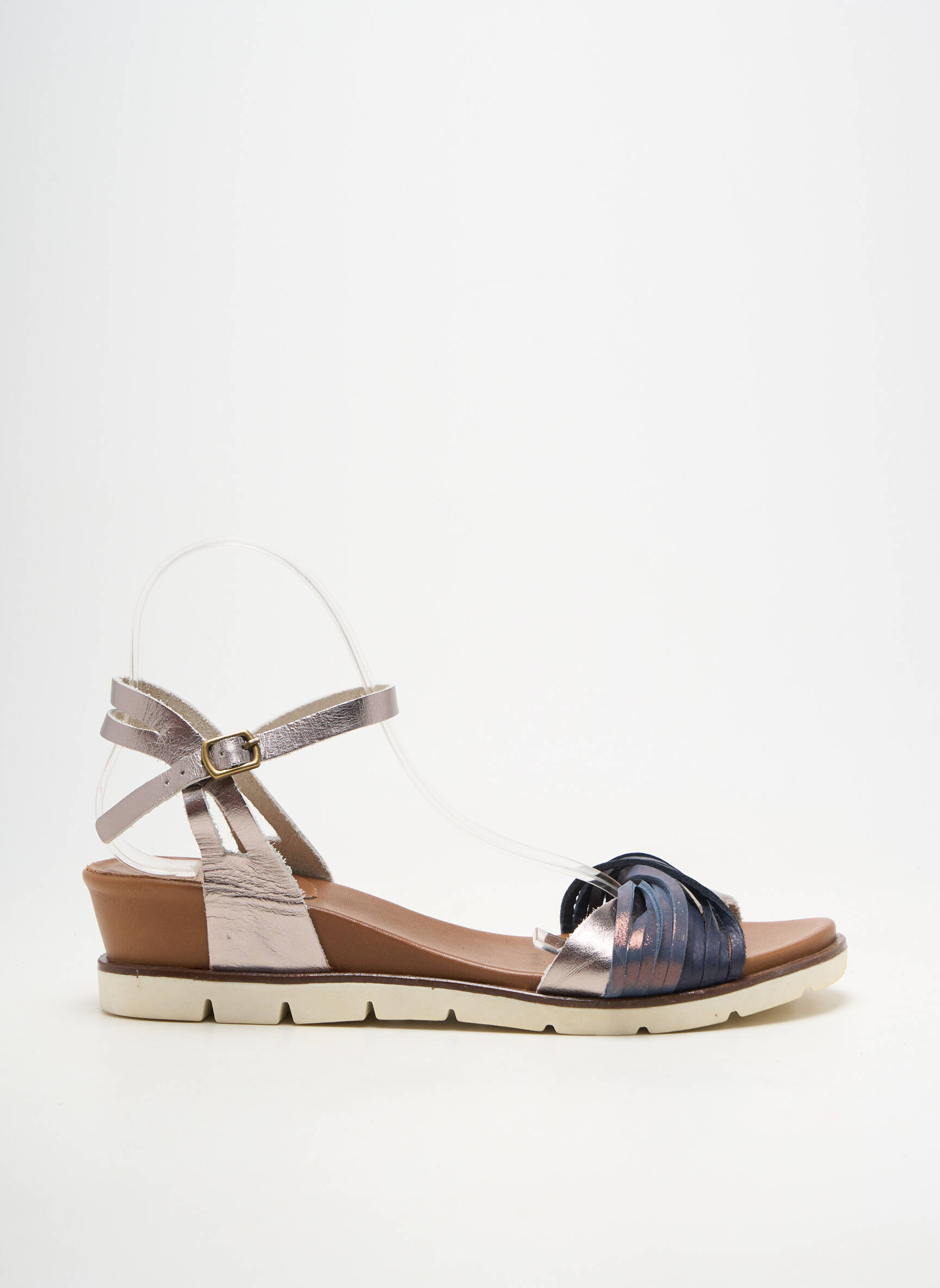Sandales/nu pieds matière lisse talon de 4 à 6cm bleu LUNE & L'AUTRE femme