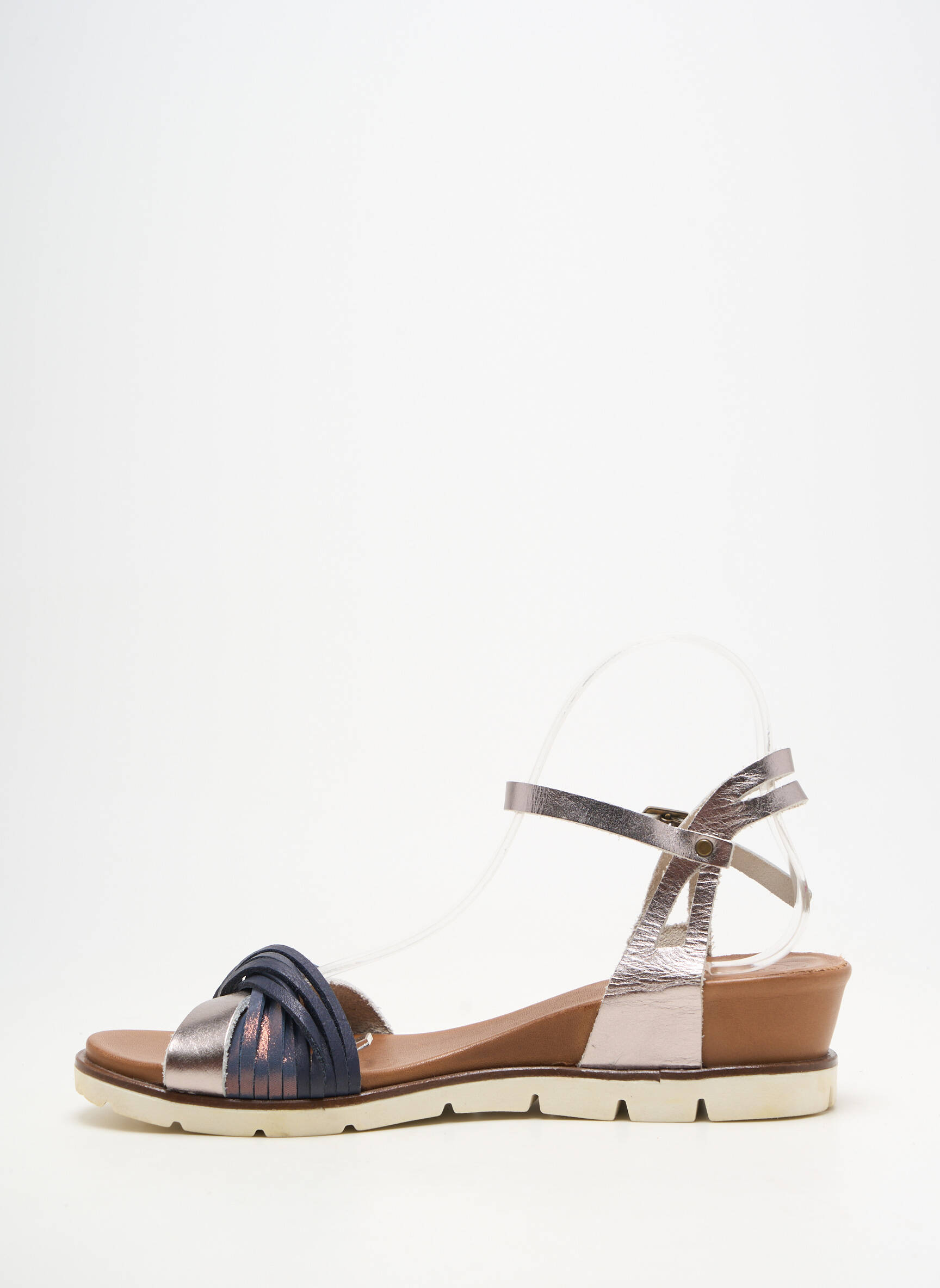 Sandales/nu pieds matière lisse talon de 4 à 6cm bleu LUNE & L'AUTRE femme
