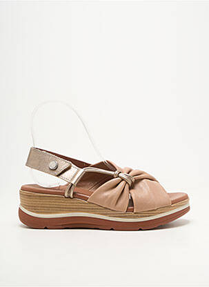 Sandales/nu pieds matière lisse talon de 4 à 6cm beige PAULA URBAN femme