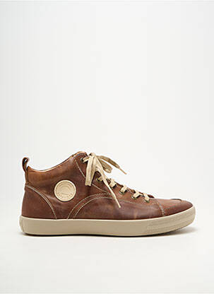 Baskets matière lisse bout rond marron clair PATAUGAS homme