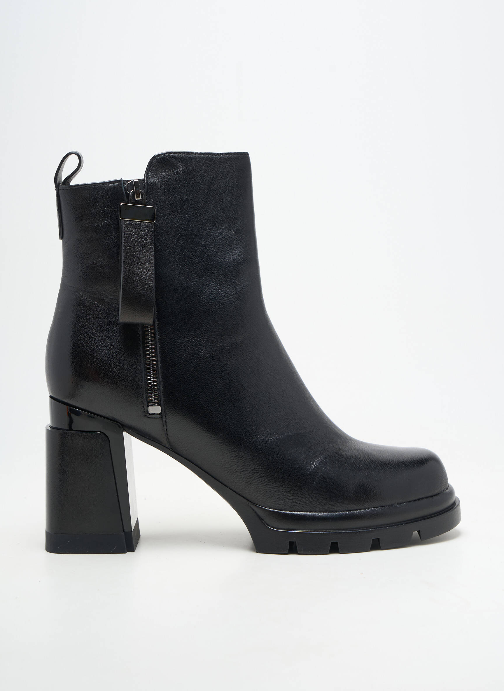 Bottines/boots matière lisse talon de 7 à 9cm noir METAMORF'OSE femme