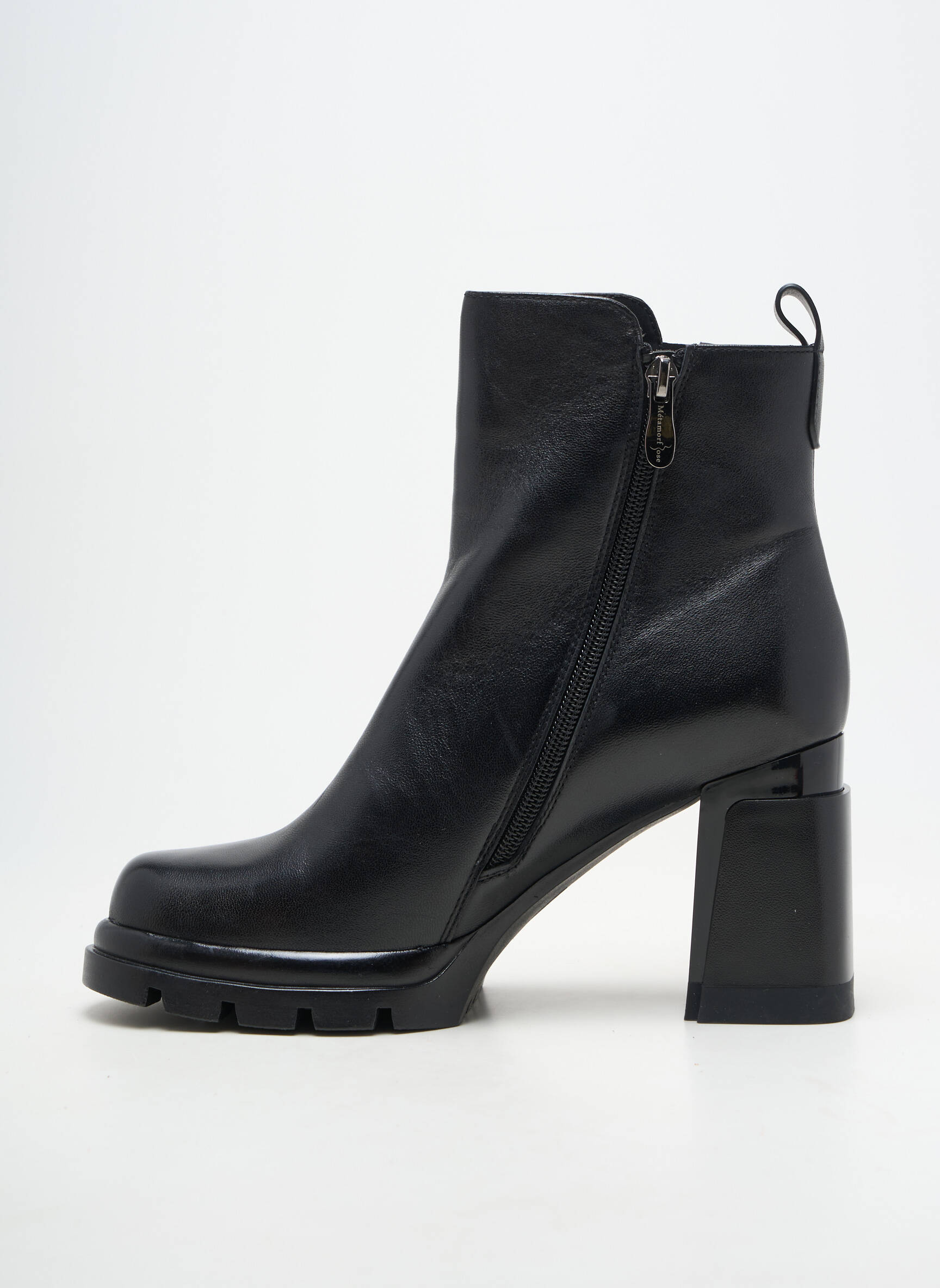 Bottines/boots matière lisse talon de 7 à 9cm noir METAMORF'OSE femme