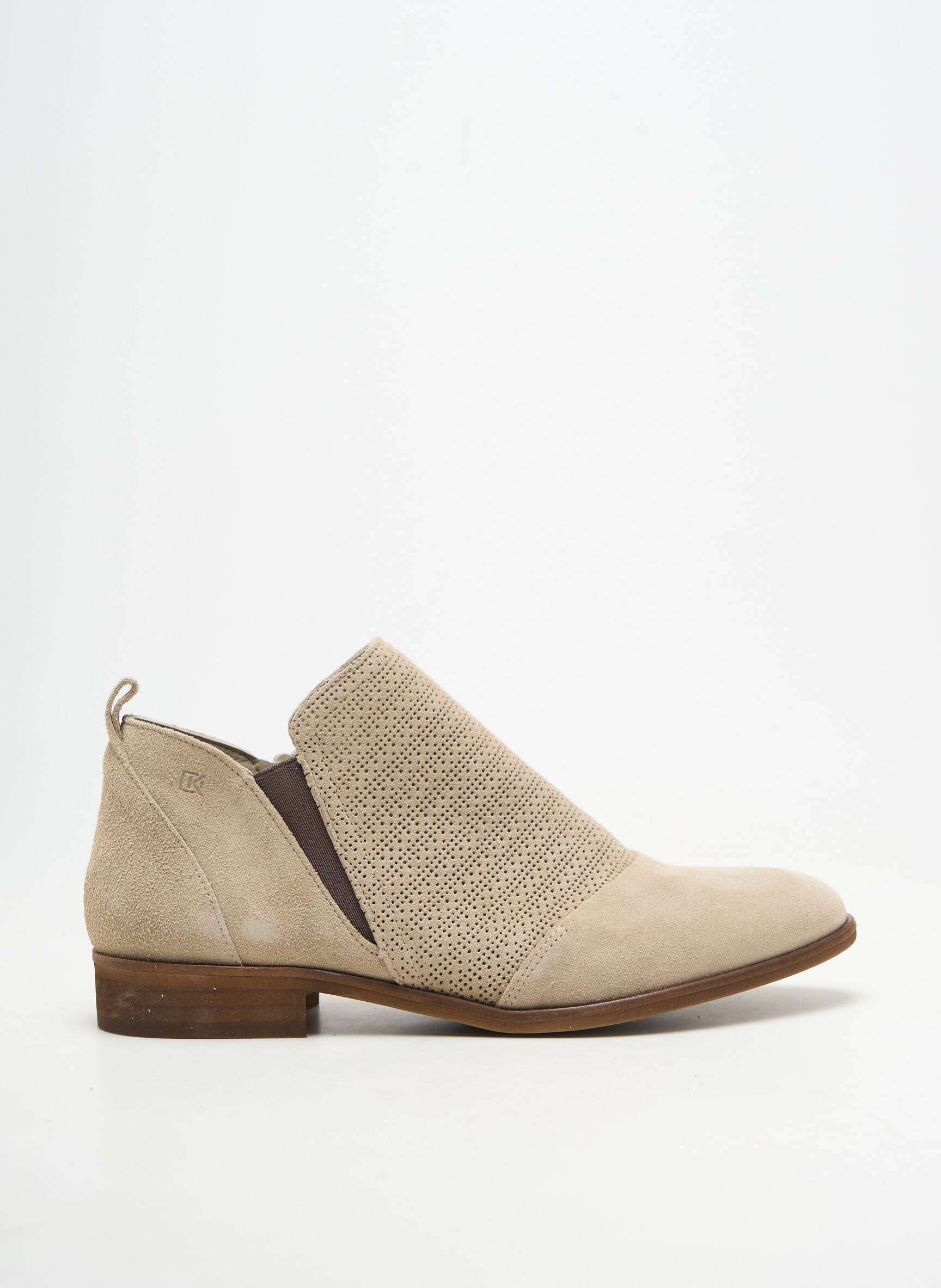 Bottines/boots matière lisse talon plat jusqu'à 3cm beige FLUCHOS femme