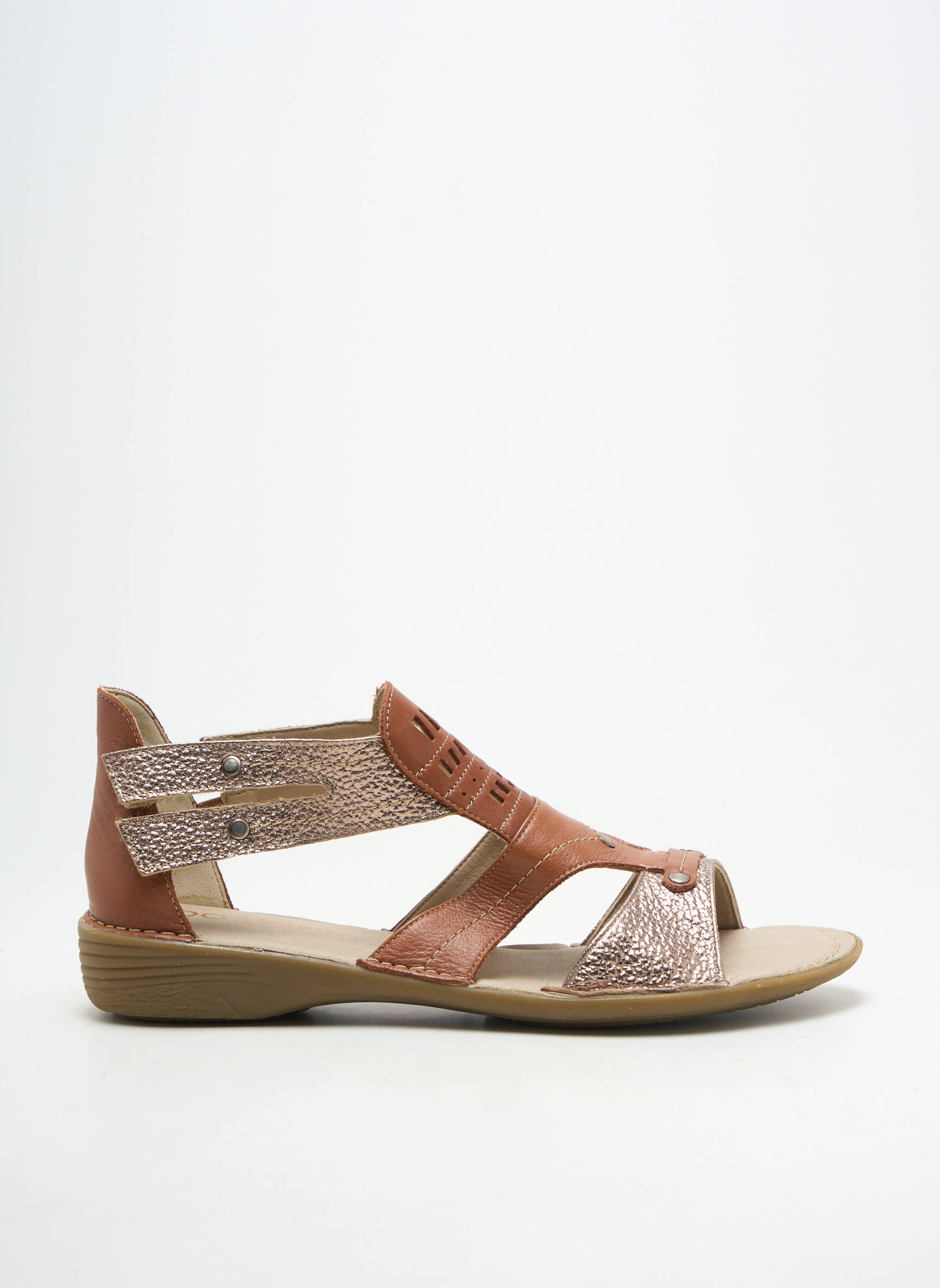 Sandales/nu pieds matière lisse talon plat jusqu'à 3cm marron FLUCHOS femme