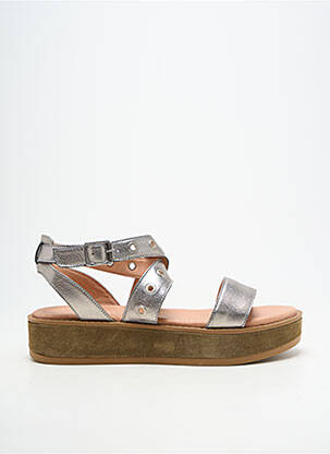 Sandales/nu pieds matière lisse talon de 4 à 6cm argent REGARD femme