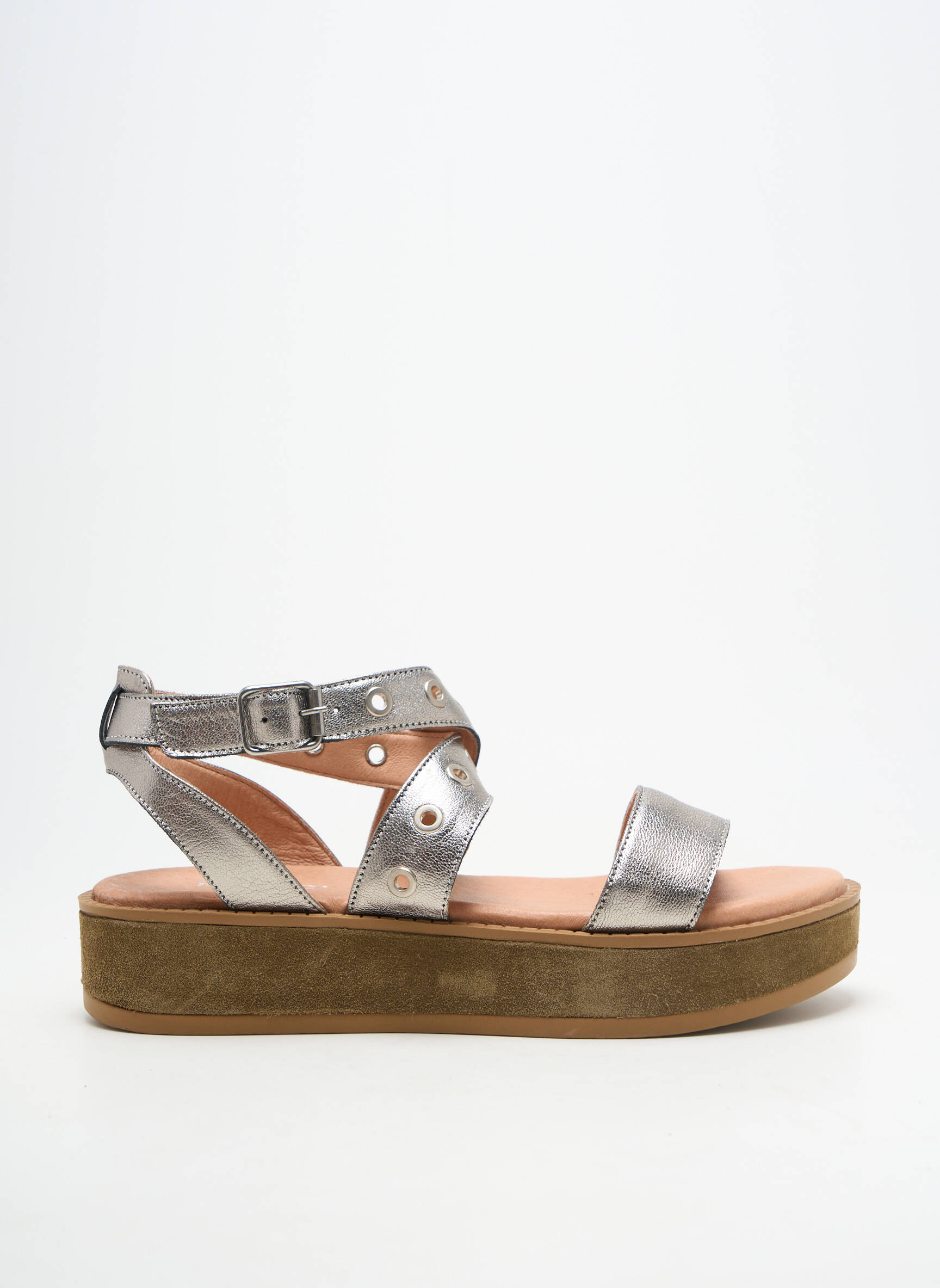 Sandales/nu pieds matière lisse talon de 4 à 6cm argent REGARD femme