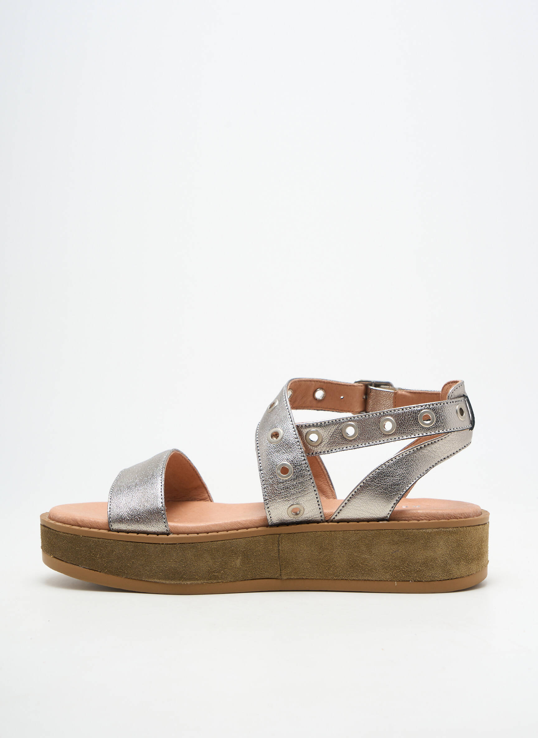 Sandales/nu pieds matière lisse talon de 4 à 6cm argent REGARD femme