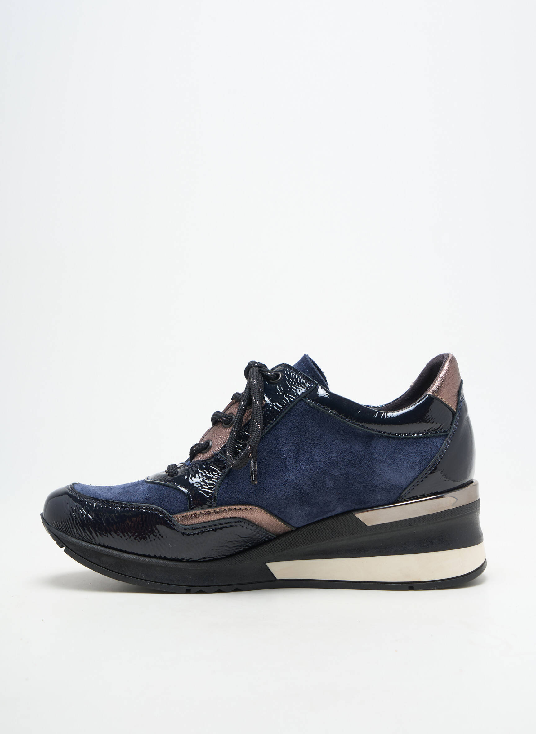 Baskets fermeture zip et lacets talon de 4 à 6cm bleu GEO-REINO femme