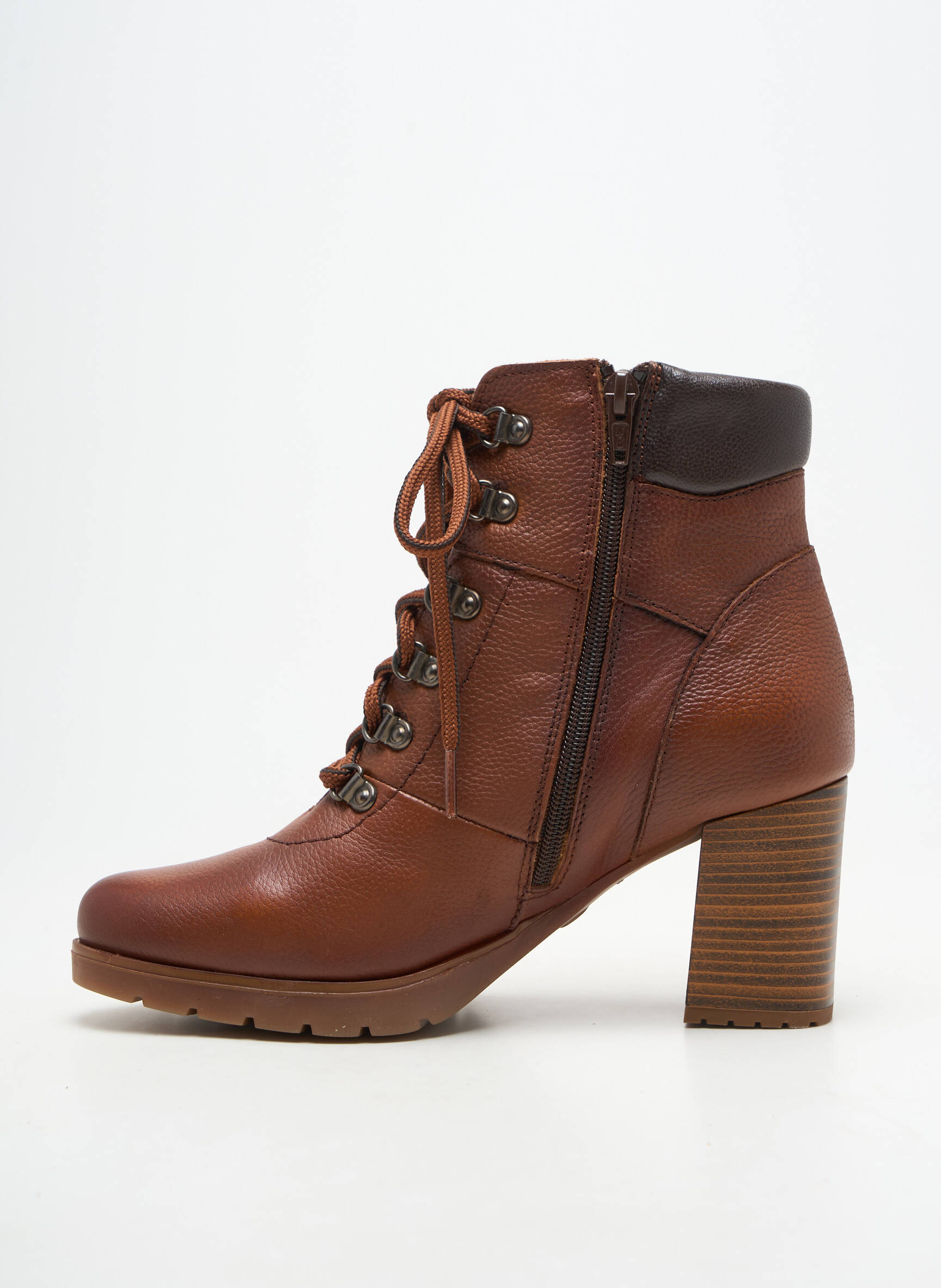 Bottines/boots matière lisse talon de 7 à 9cm marron KAOLA femme