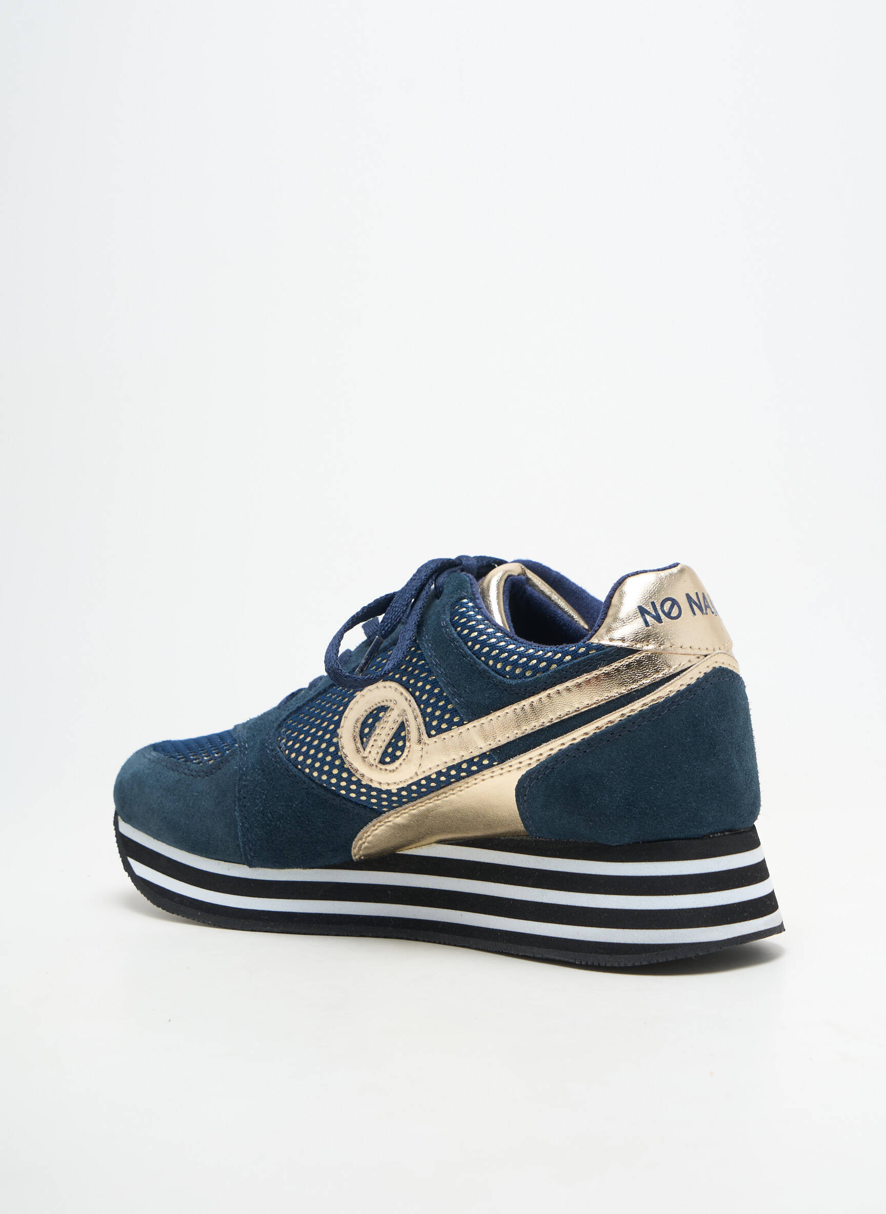 Baskets plateforme talon plat jusqu'à 3cm bleu NO NAME femme