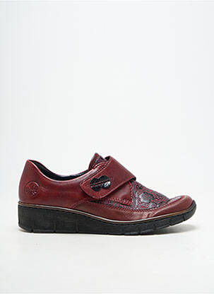 Mocassins matière lisse talon plat jusqu'à 3cm rouge RIEKER femme