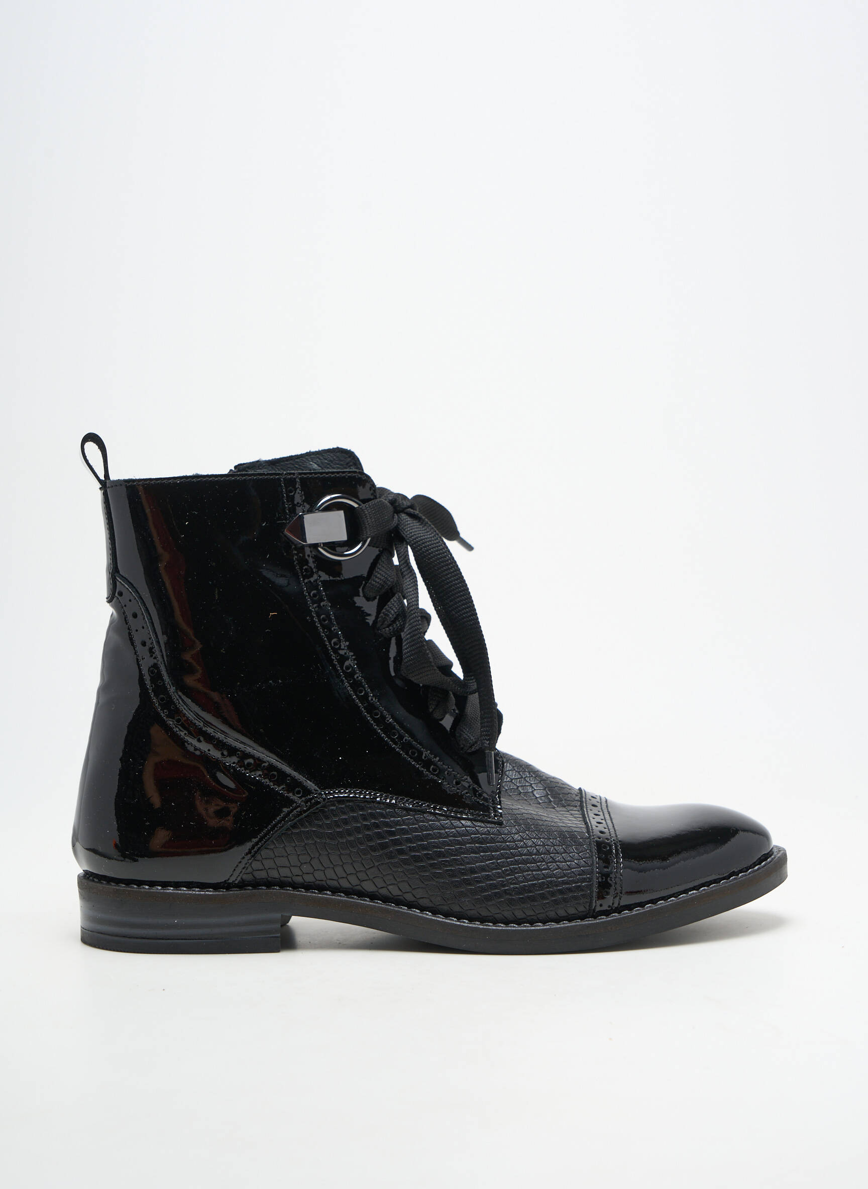 Bottines/boots matière lisse talon plat jusqu'à 3cm noir MYMA femme