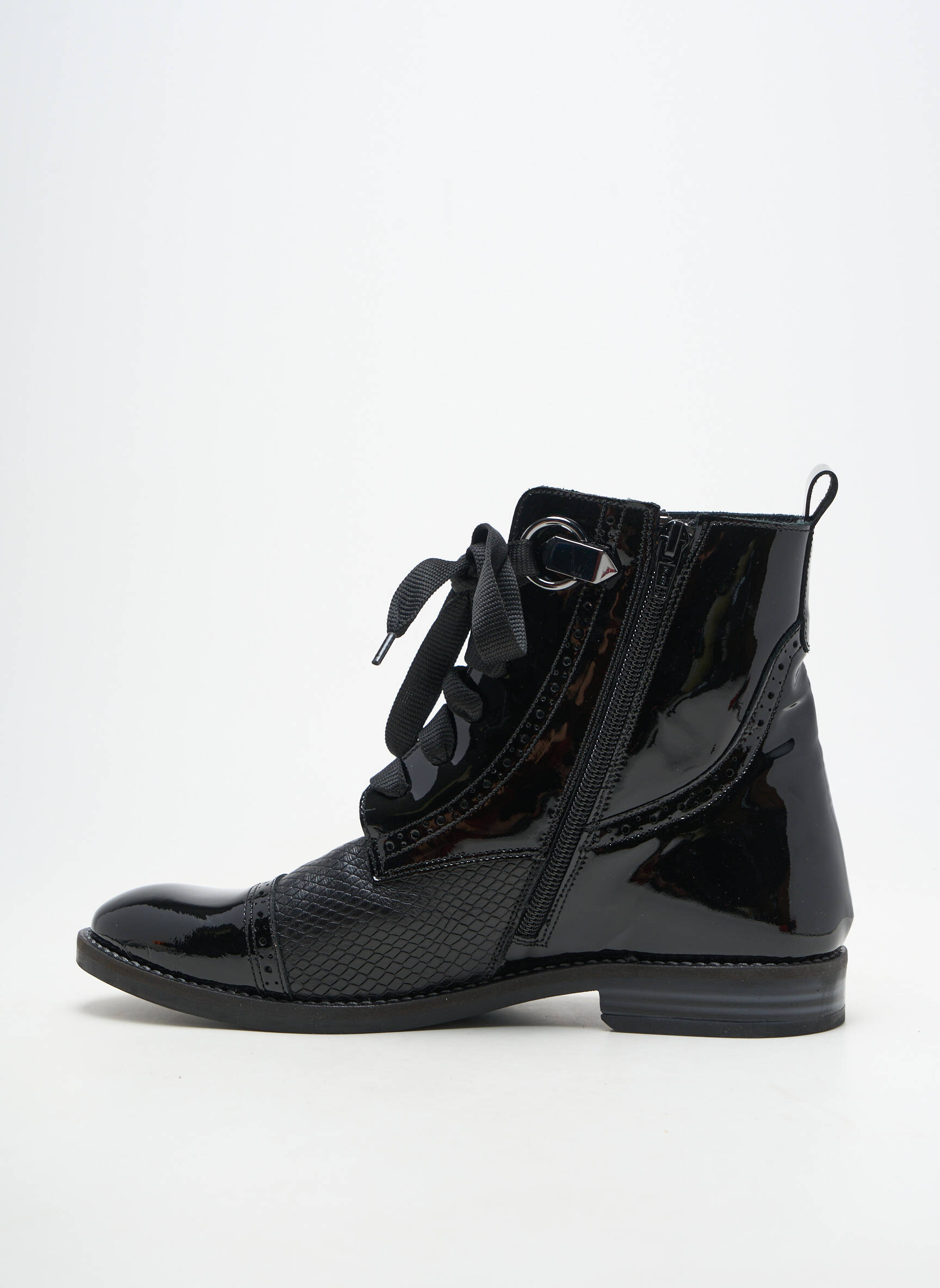Bottines/boots matière lisse talon plat jusqu'à 3cm noir MYMA femme