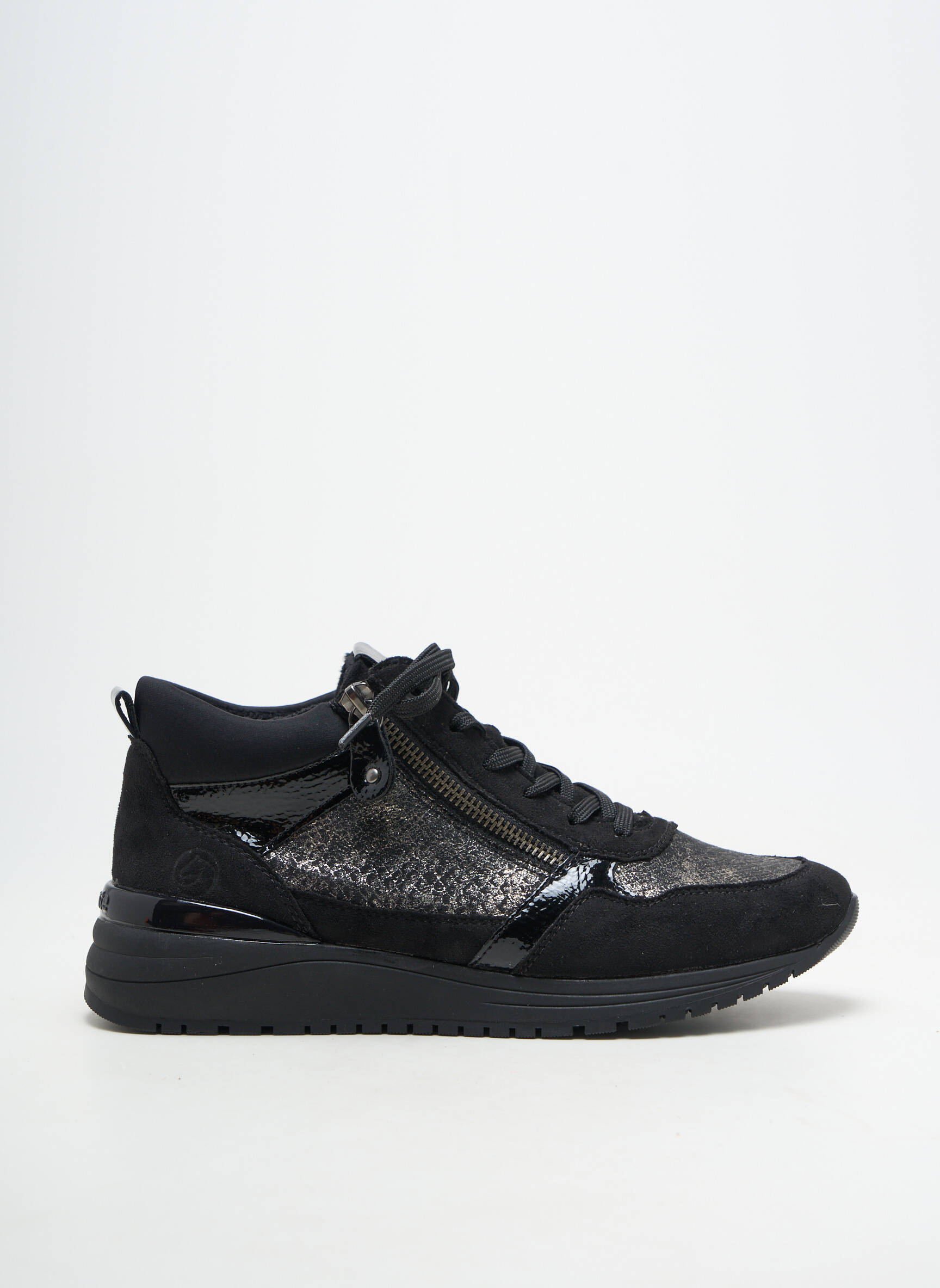 Baskets bout rond talon de 4 à 6cm noir REMONTE femme