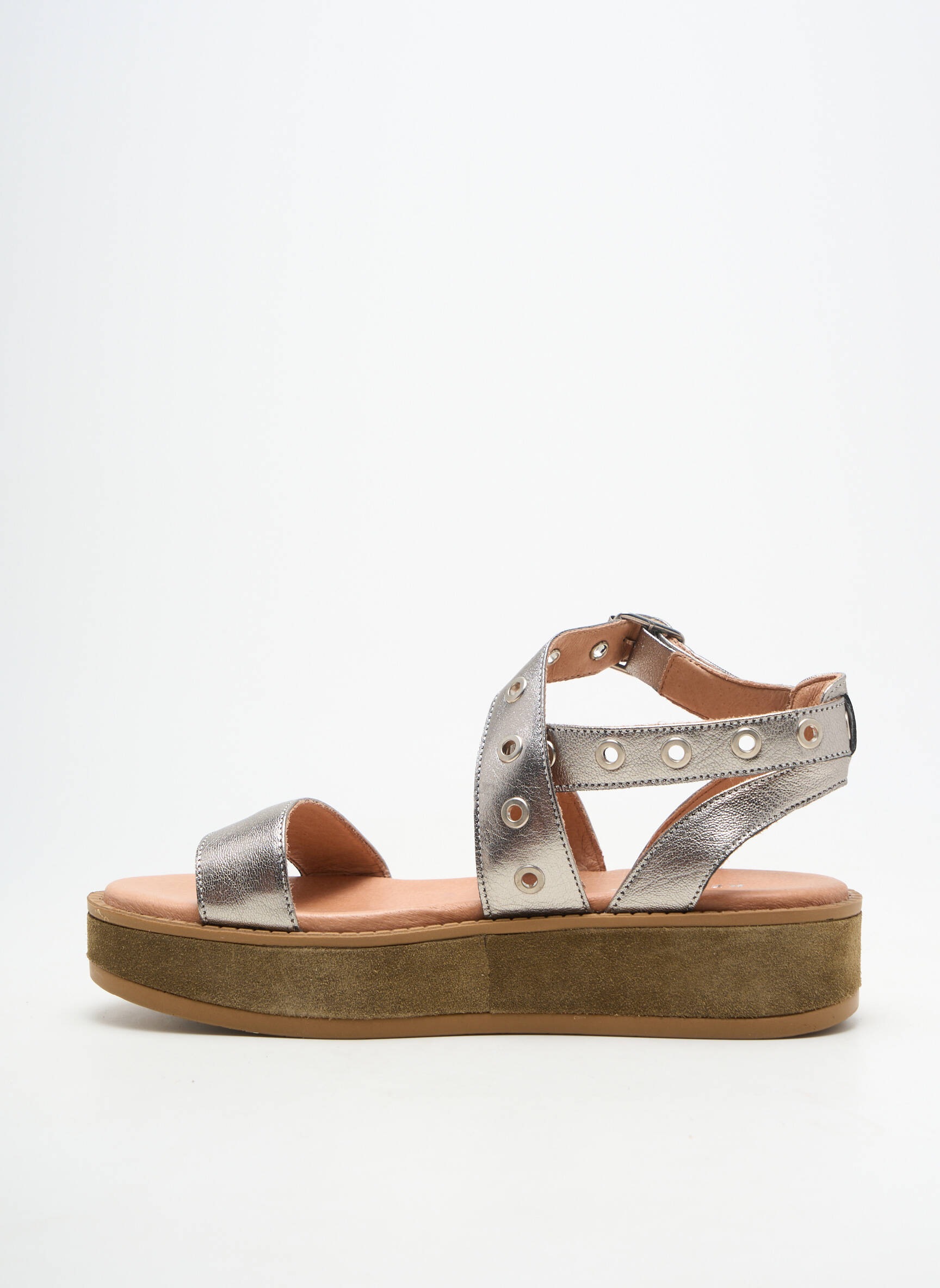 Sandales/nu pieds matière lisse talon de 4 à 6cm argent REGARD femme