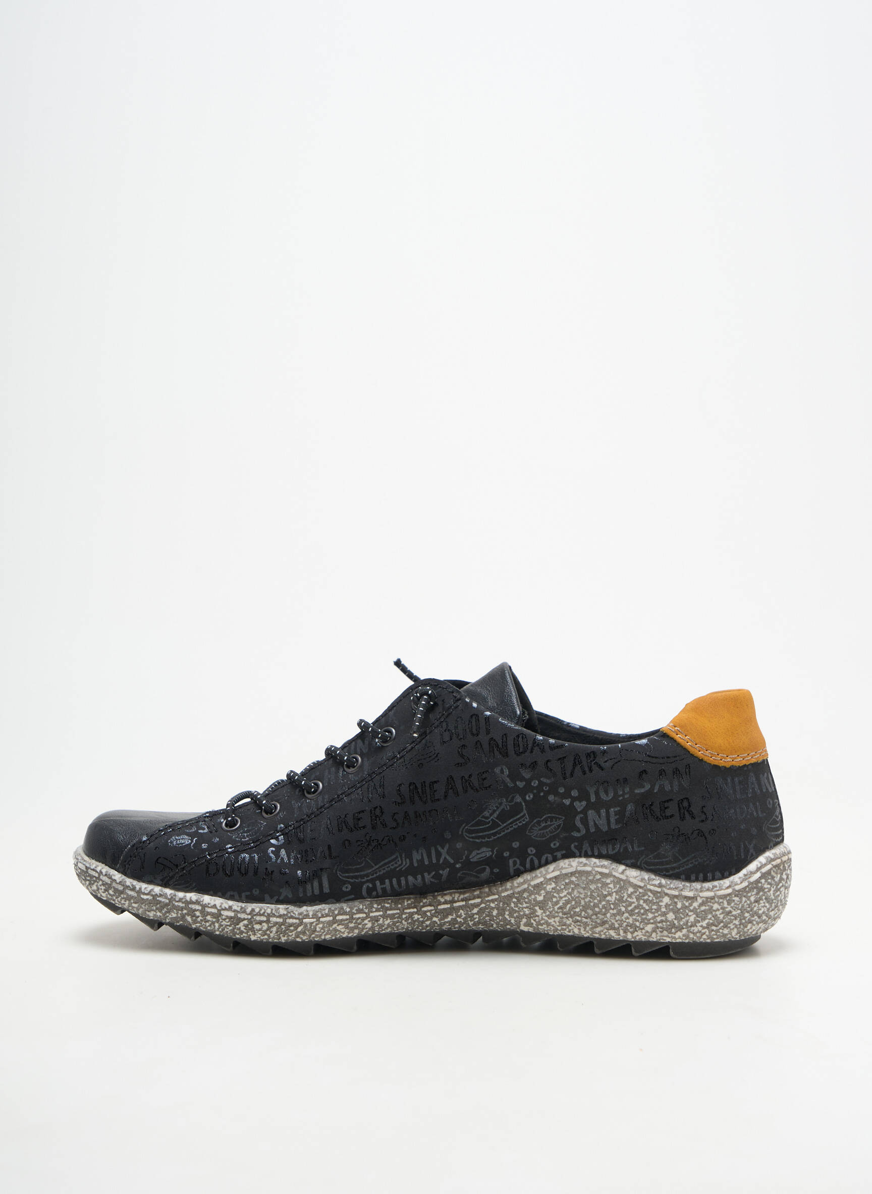 Baskets matière lisse talon plat jusqu'à 3cm noir RIEKER femme