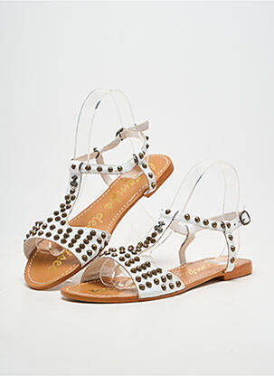 Sandales/nu pieds chiquet talon plat jusqu'à 3cm blanc LE TEMPS DES CERISES femme