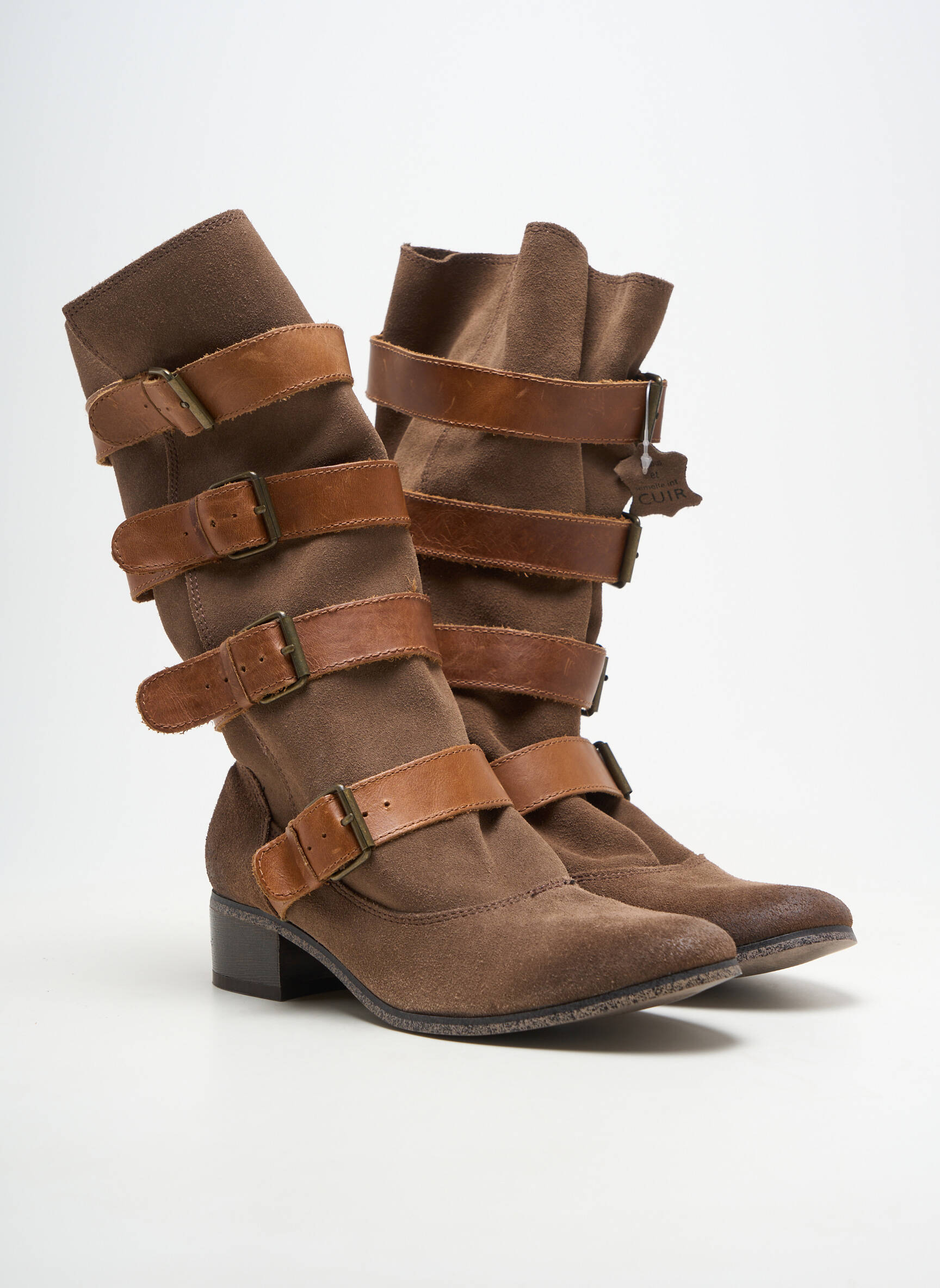 Bottes bout rond talon de 4 à 6cm marron LES TROPEZIENNES PAR M.BELARBI femme