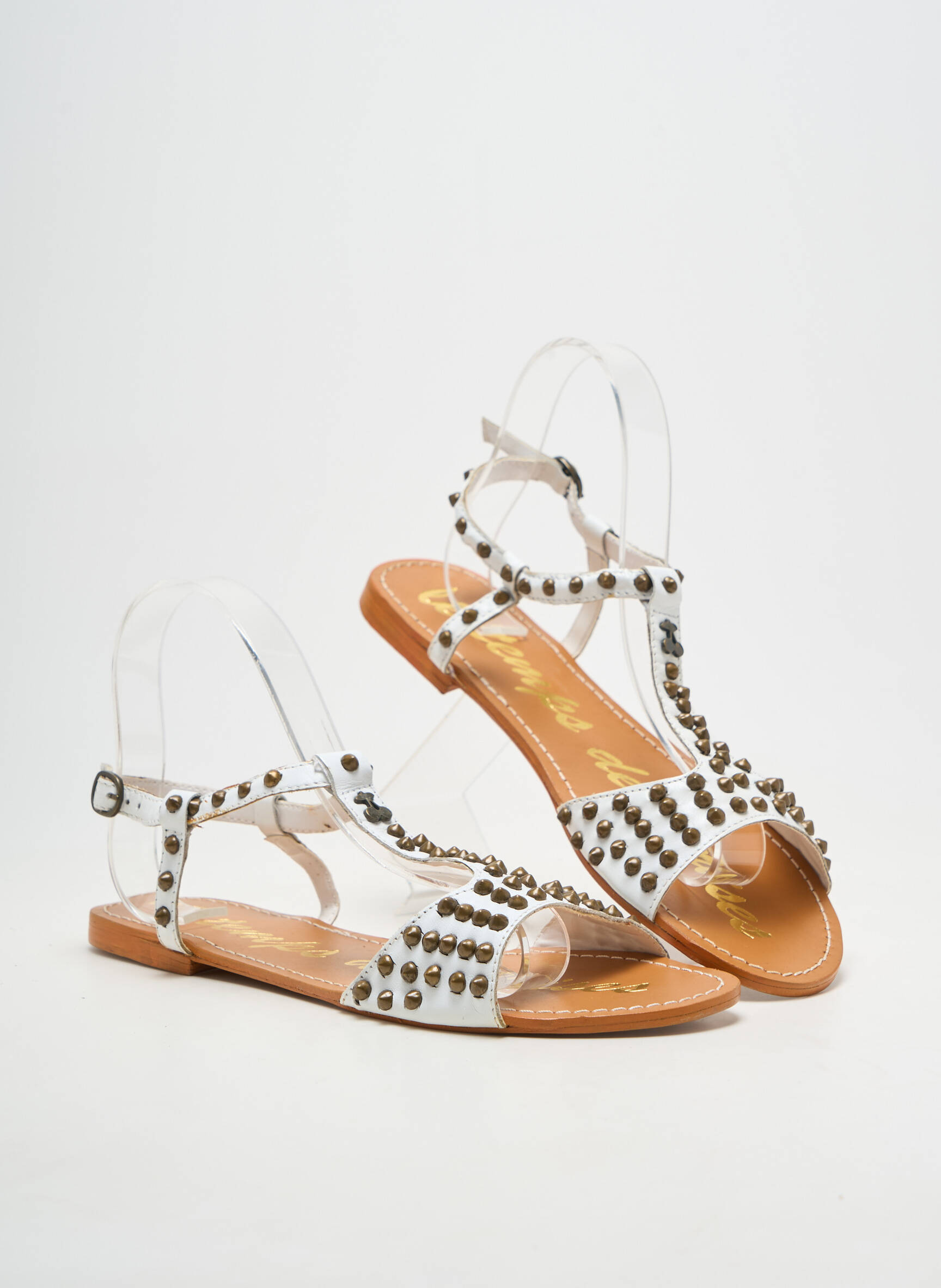 Sandales/nu pieds chiquet talon plat jusqu'à 3cm blanc LE TEMPS DES CERISES femme