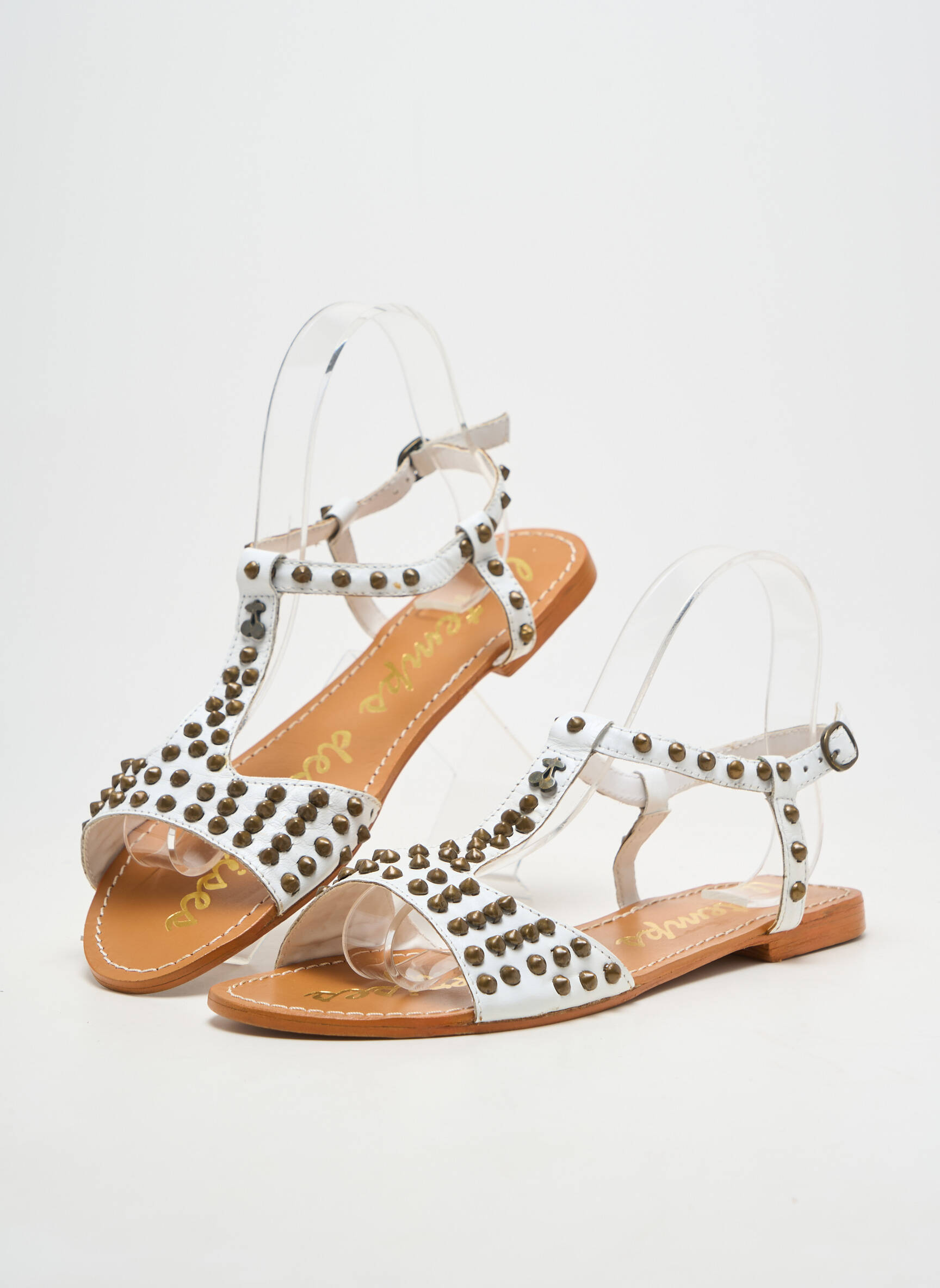 Sandales/nu pieds chiquet talon plat jusqu'à 3cm blanc LE TEMPS DES CERISES femme