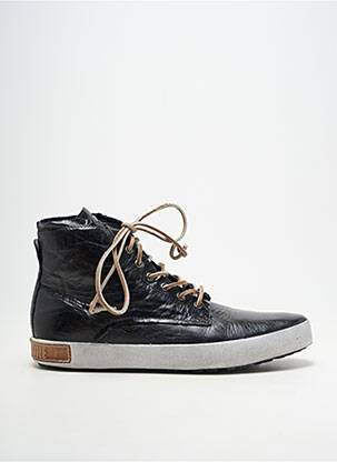 Baskets matière lisse bout rond noir BLACKSTONE homme