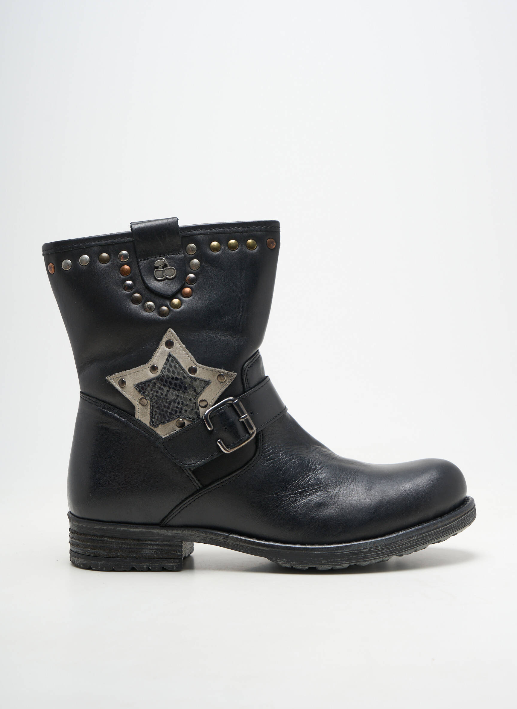 Bottines/boots matière lisse talon plat jusqu'à 3cm noir LE TEMPS DES CERISES femme