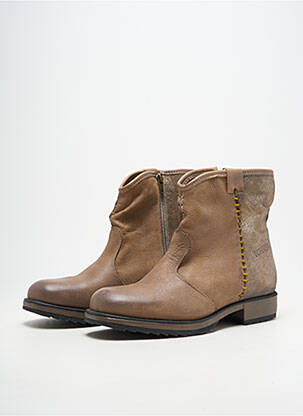 Bottines/boots matière lisse talon plat jusqu'à 3cm marron BUNKER femme