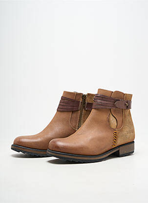 Bottines/boots matière lisse talon plat jusqu'à 3cm marron BUNKER femme