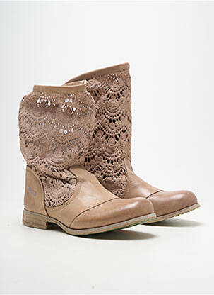 Bottines/boots matière lisse talon plat jusqu'à 3cm beige BUNKER femme