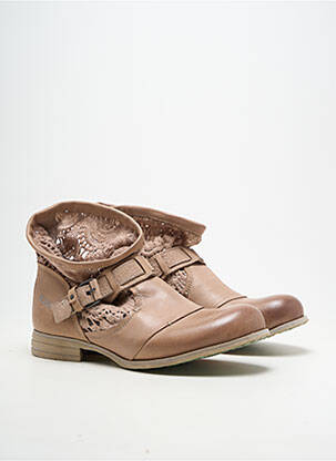 Bottines/boots matière lisse talon plat jusqu'à 3cm beige BUNKER femme