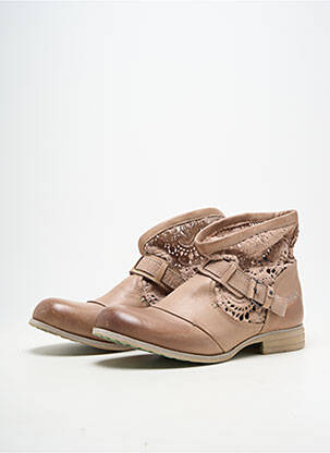 Bottines/boots matière lisse talon plat jusqu'à 3cm beige BUNKER femme