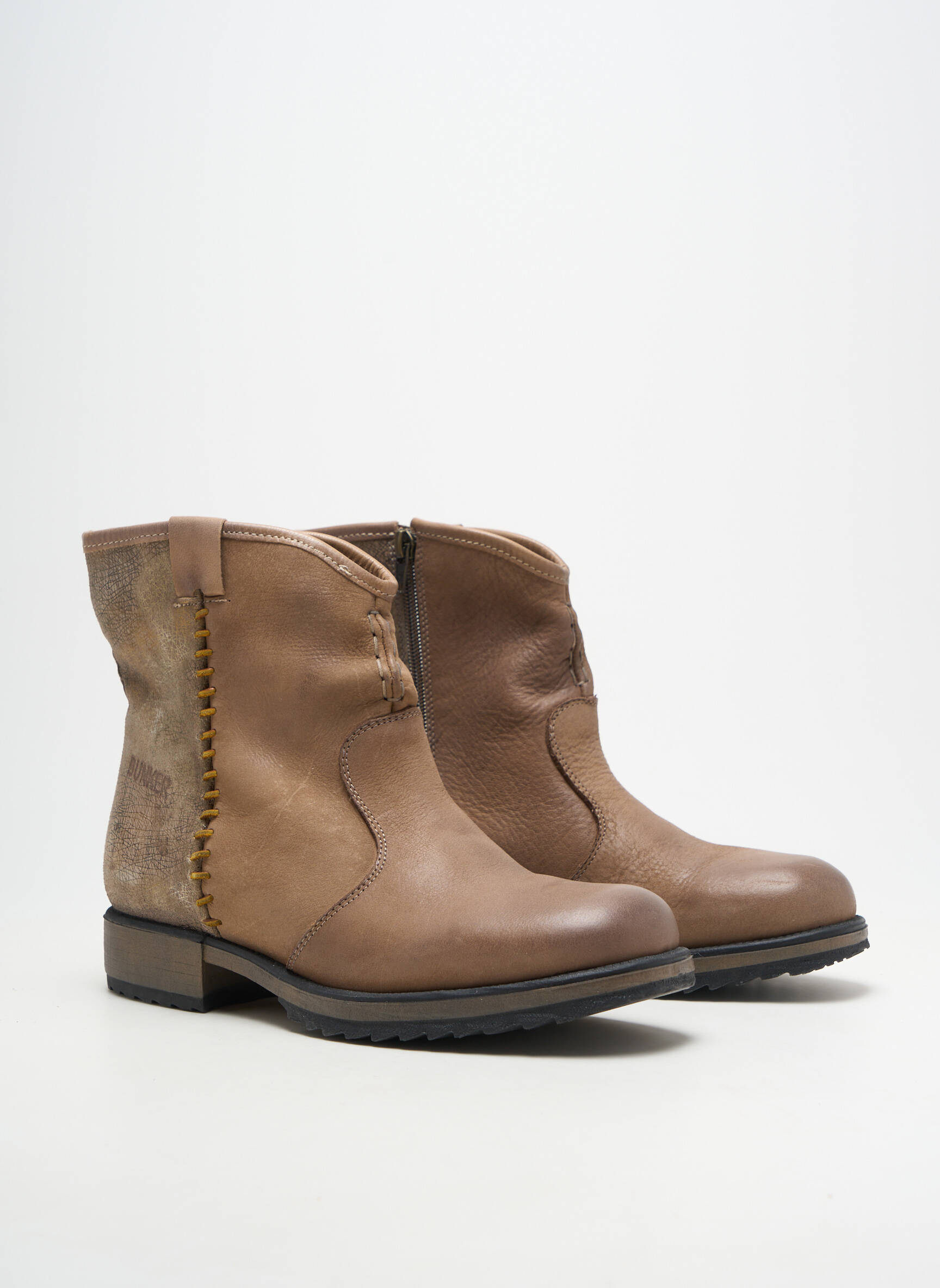 Bottines/boots matière lisse talon plat jusqu'à 3cm marron BUNKER femme