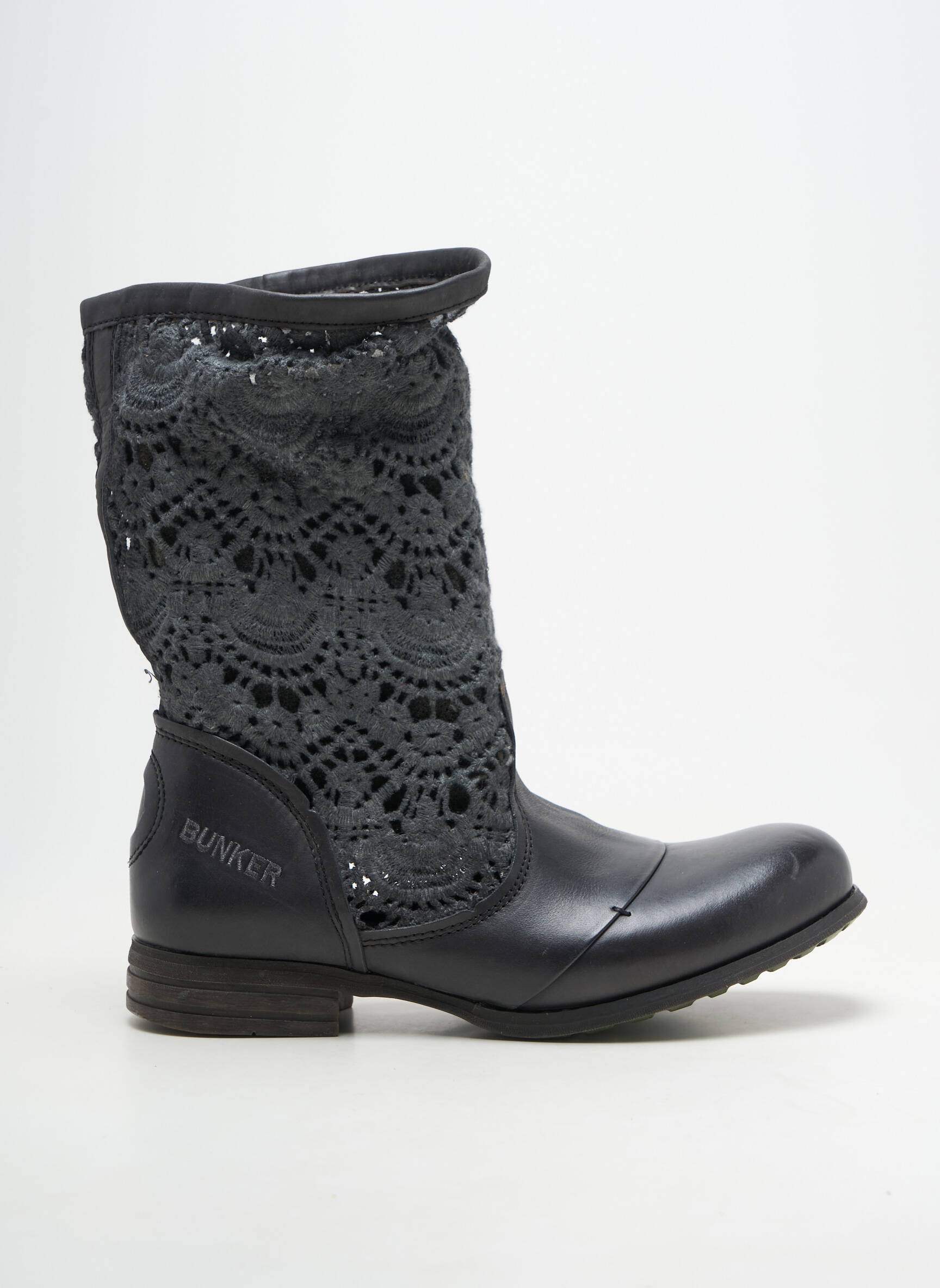 Bottines/boots matière lisse talon plat jusqu'à 3cm gris BUNKER femme