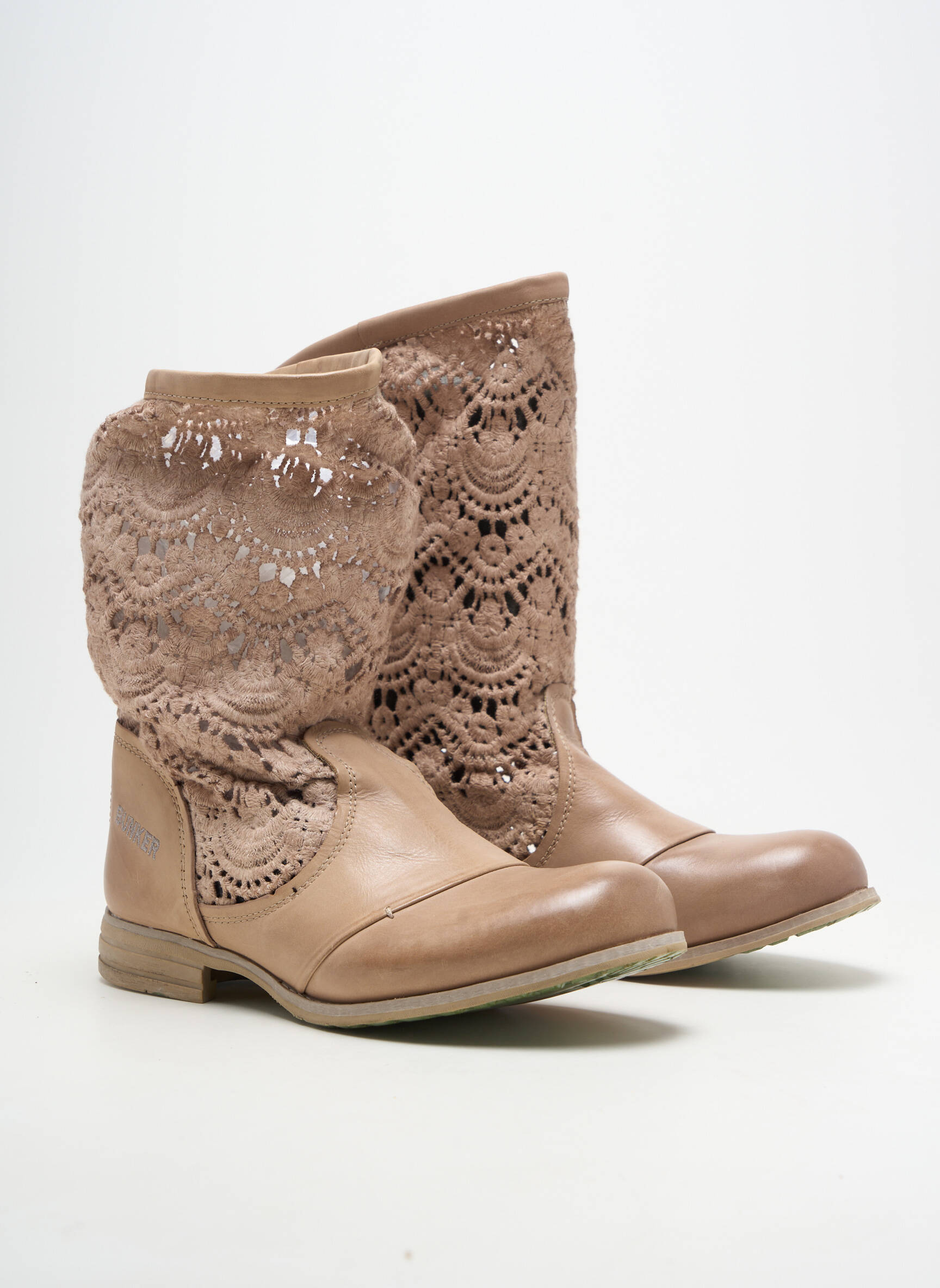 Bottines/boots matière lisse talon plat jusqu'à 3cm beige BUNKER femme