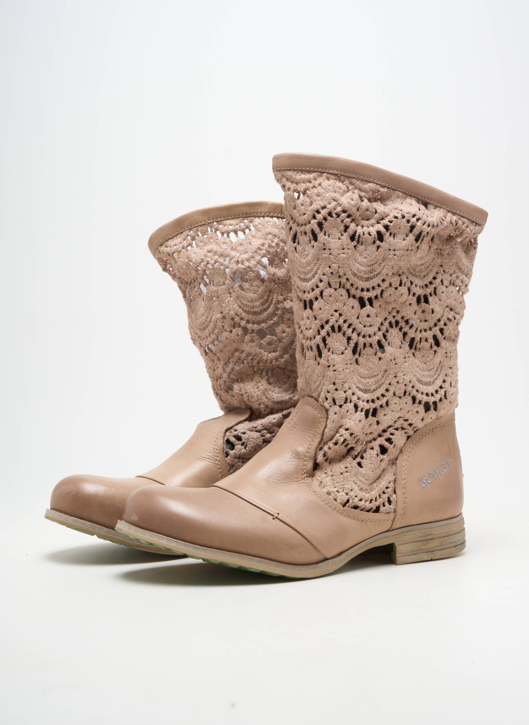 Bottines/boots matière lisse talon plat jusqu'à 3cm beige BUNKER femme