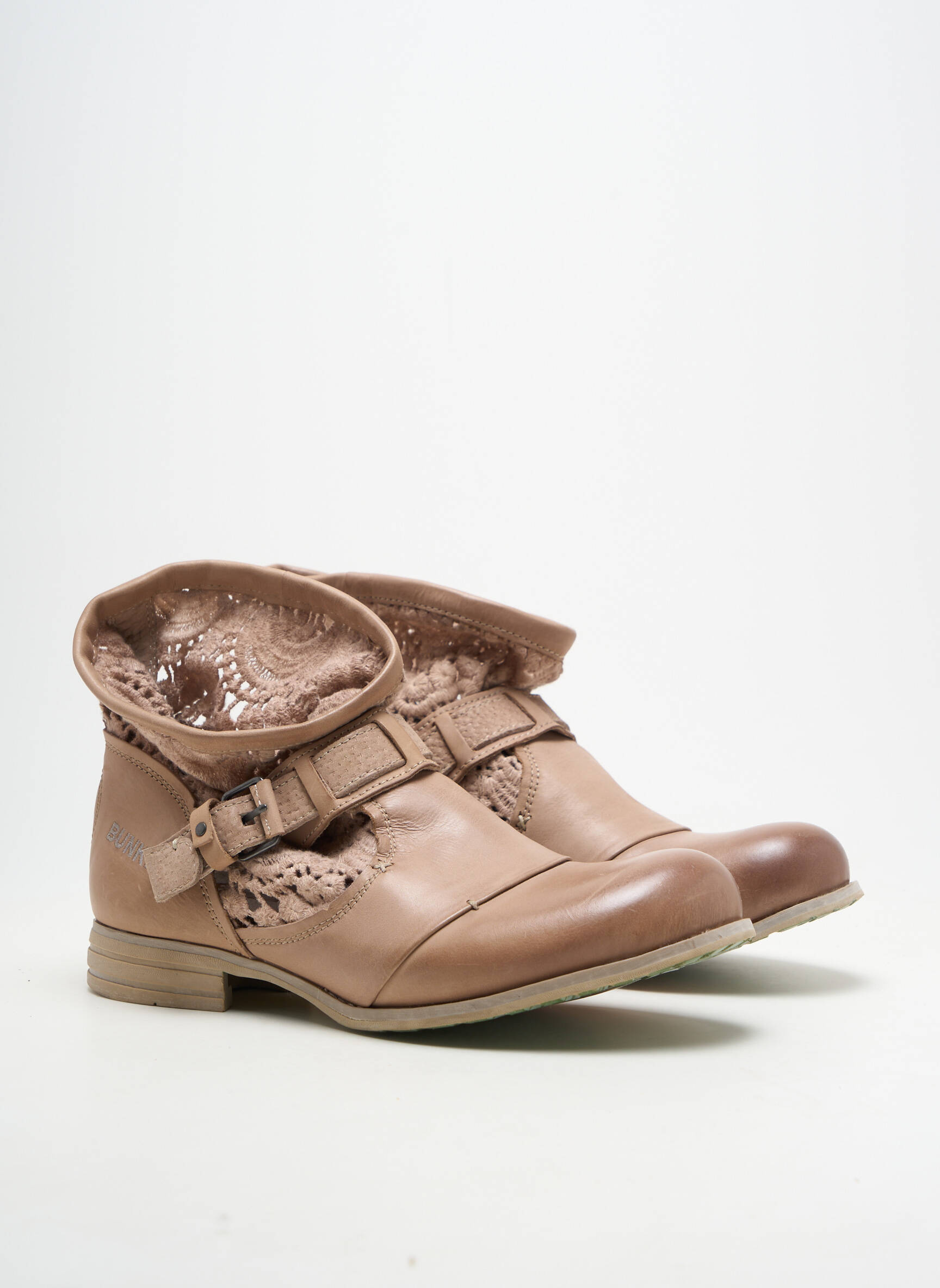 Bottines/boots matière lisse talon plat jusqu'à 3cm beige BUNKER femme