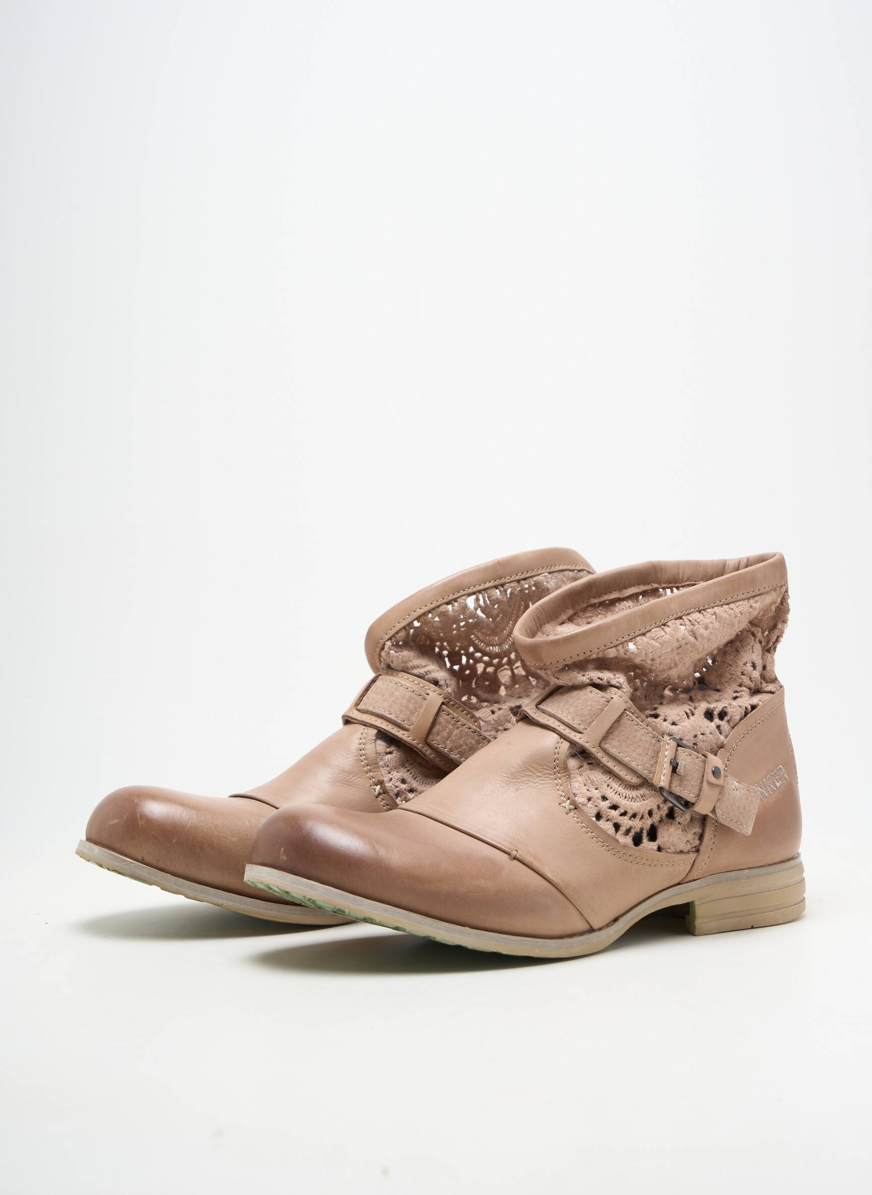Bottines/boots matière lisse talon plat jusqu'à 3cm beige BUNKER femme