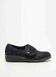 Chaussons/pantoufles fermeture scratch talon plat jusqu'à 3cm noir ROMIKA femme