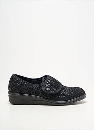 Chaussons/pantoufles fermeture scratch talon plat jusqu'à 3cm noir ROMIKA femme
