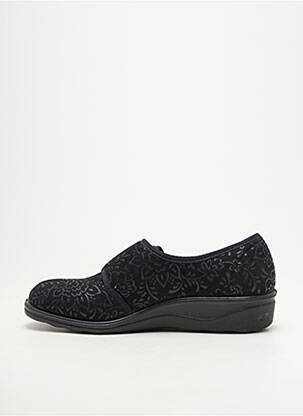 Chaussons/pantoufles fermeture scratch talon plat jusqu'à 3cm noir ROMIKA femme
