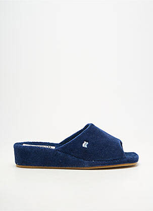 Chaussons/pantoufles semi compensé talon de 4 à 6cm bleu fonce ROMIKA femme