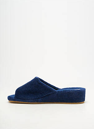 Chaussons/pantoufles semi compensé talon de 4 à 6cm bleu fonce ROMIKA femme
